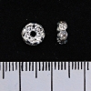 Rondelle Spacer Findings with White Rhinestones, Silver-Tone Metal, 7mm, 100pcs/pack
