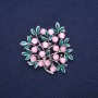 Brooch Twig with Pink Cat's Eye green enamel, silver-tone metal 51x53mm