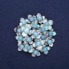 Brooch Flowers with Aquamarine, blue enamel, silver-toned metal 60x62mm