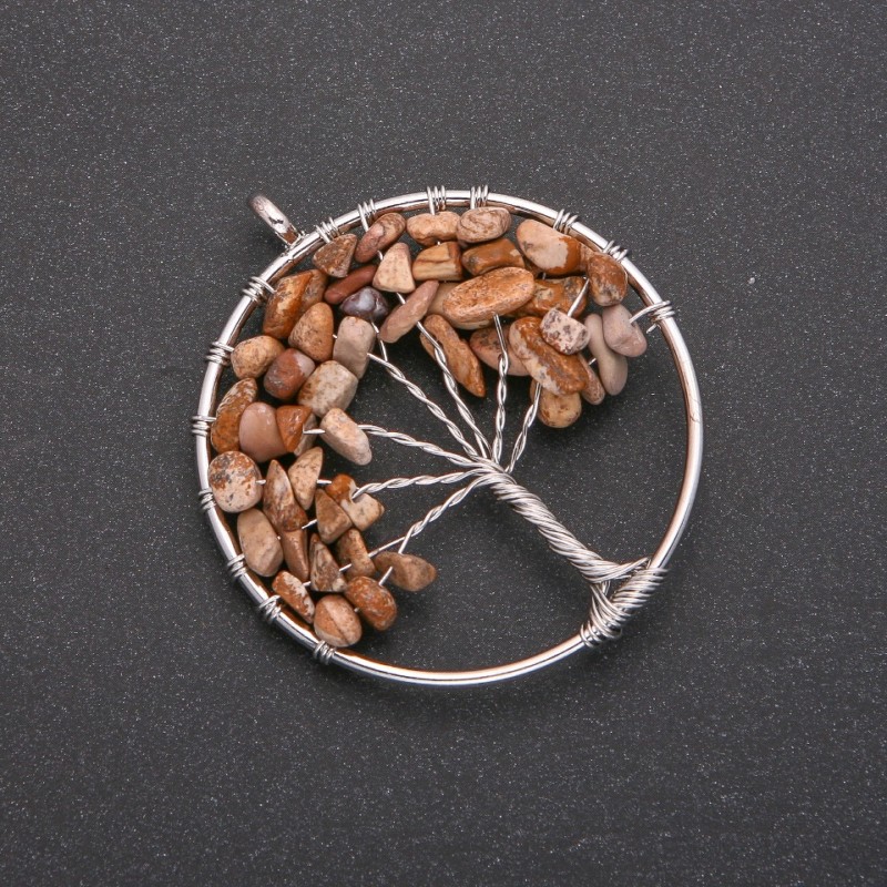 Pendant "Tree of Happiness" Landscape Jasper, diameter 50mm