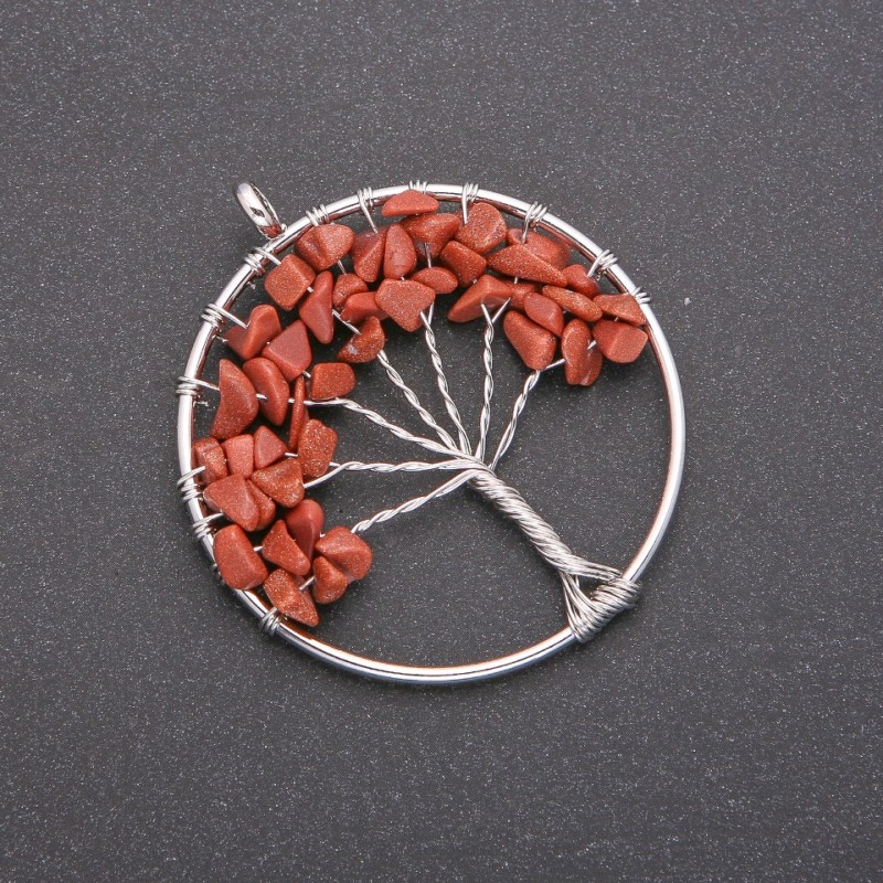 Pendant "Tree of Happiness" Golden Sand Aventurine, diameter 50mm
