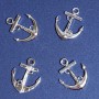 Jewellery Findings Anchor Pendant with LOVE Inscription, Silver-Tone Metal 25x20mm, Pack of 4