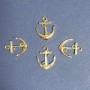 Jewellery Findings Anchor Pendant with Love Inscription and Black Enamel, Gold-Tone Metal 25x20mm, Pack of 4