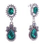 Green Crystal Stud Earrings 16x50mm