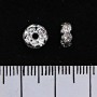 Separate spacer rondelle with white rhinestones, metal colour silver, 6mm, 100pcs / pack