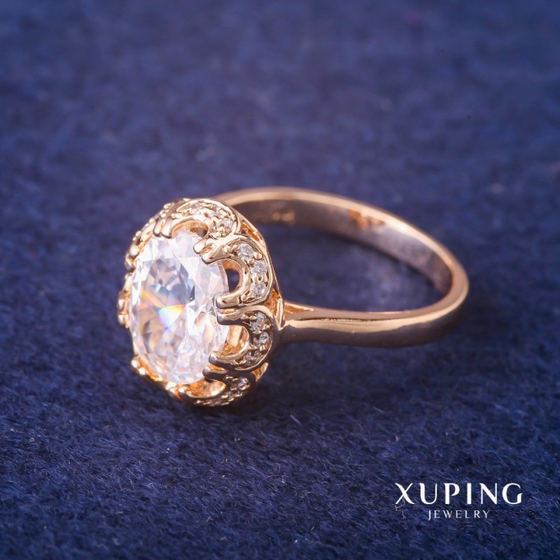 Xuping Ring with White Stone 18K Gold Plating, size 16