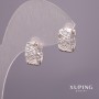 Xuping Earrings with White Stones 6x12mm Rhodium