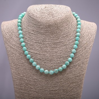 Natural Amazonite Necklace, Smooth Round Beads, diameter 8mm, length 45cm