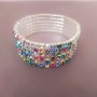 Six-Row Stretch Bracelet with Multicoloured Rhinestones, Summer Style, 17cm Circumference
