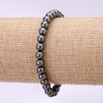 Hematite Bracelet, Smooth Round, 6mm Diameter, 18cm Length on Elastic