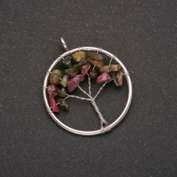 Pendant "Tree of Happiness" Tourmaline, diameter 30mm