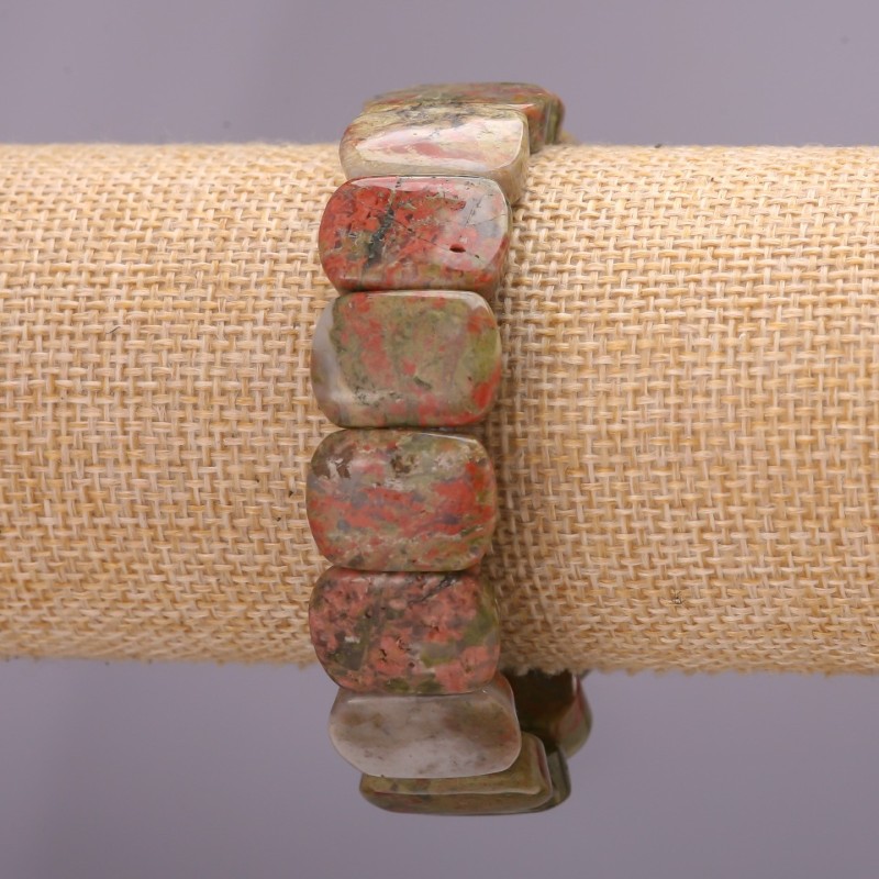 Heliotrope Jasper Bracelet, Link 13x18x6(+-)mm, on Elastic, 18cm Circumference