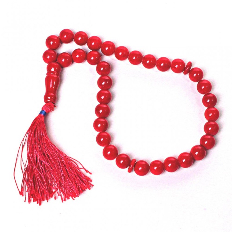 Coral Prayer Beads, 12 mm beads, 30 cm length