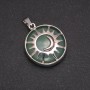 Natural Jade Pendant in "Sun" Setting, 27mm diameter