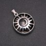 Agate Natural Stone Pendant in a "Sun" Setting, 27mm Diameter