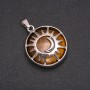 Natural Stone Tiger's Eye Pendant in "Sun" Setting, 27mm Diameter