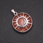 Natural Golden Sand Aventurine Pendant in "Sun" Setting, 27mm diameter