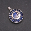 Natural Lapis Lazuli Stone Pendant in "Sun" Setting, 27mm diameter
