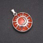 Natural Red Jasper Pendant in "Sun" Setting, 27mm diameter