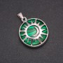 Natural Malachite Pendant in "Sun" Setting, 27mm diameter