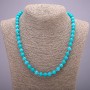 Aquamarine Stone Necklace, Smooth Round Bead, Diameter 8mm, Length 48cm