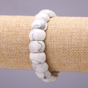 Cacholong Bracelet, 10x15mm(+/-) links on elastic, 18cm length