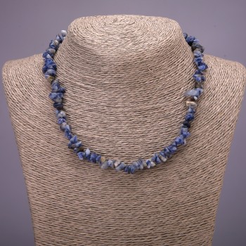 Natural Sodalite Chip Necklace, Diameter 7(+-)mm, Length 45cm