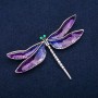 Dragonfly Brooch, Purple Enamel, Silver-Tone Metal, 47x76mm