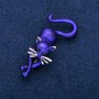 Kitten Brooch, Blue Enamel, Silver-Tone Metal, 25x55mm