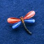 Dragonfly Brooch with Crystals, Silver-Tone Metal 32x43mm