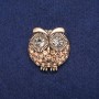 Owl Brooch with Yellow Crystals, Gold-Tone Metal 32x33mm