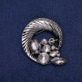 Sale! Round "Halo" Brooch with Rhinestones Forming a Beautiful Design, Dark Metal 45x50mm