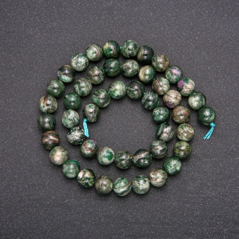 Natural Stone Beads Green Lepidolite Smooth Round, Diameter 8(+/-)mm, Length 38cm+
