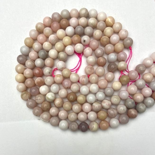 Natural Stone Beads Pink Opal Smooth Round, Diameter 10 (+/-) mm, Length 38cm