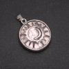 Natural Stone Cacholong Pendant in "Sun" Setting, 27mm Diameter