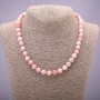 Natural Stone Necklace Pink Opal Smooth Round Bead, Diameter 8(+-)mm, Length 45cm