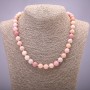 Natural Stone Necklace Pink Opal Smooth Round Bead, Diameter 10(+-)mm, Length 45cm