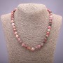 Natural Stone Necklace Rhodochrosite Smooth Round Bead, Diameter 8(+-)mm, Length 45cm