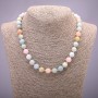 Natural Stone Necklace Morganite Smooth Round Bead, Diameter 10(+-)mm, Length 45cm
