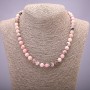 Natural Stone Necklace Pink Opal Smooth Round Bead, Diameter 8(+-)mm, Length 45cm