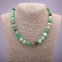 Natural Stone Necklace on Strand Chrysoprase Smooth Round, Diameter 10(+/-)mm, Length 45cm