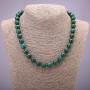 Natural Stone Necklace Malachite Smooth Round, Diameter 10(+/-)mm, Length 45cm