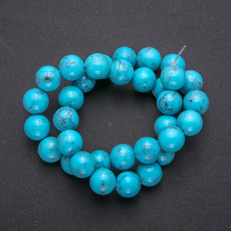 Turquoise Beads Smooth Round, diameter 12 (+/-) mm strand, length 38 +/- cm