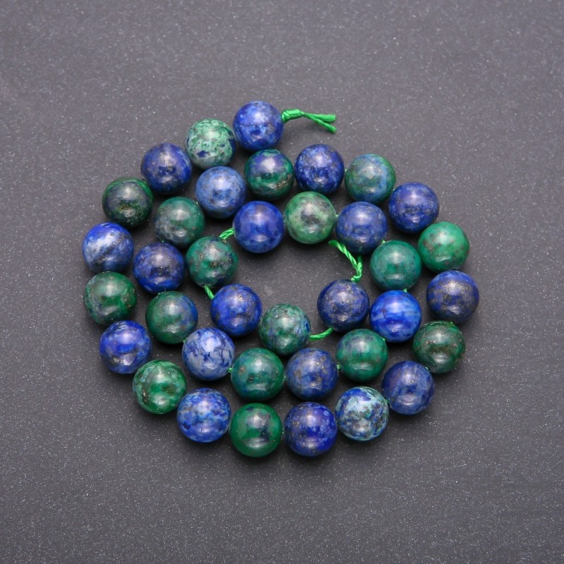 Azurite Natural Stone Beads, Smooth Round, Diameter 10(+-)mm, Strand Length 38+-cm