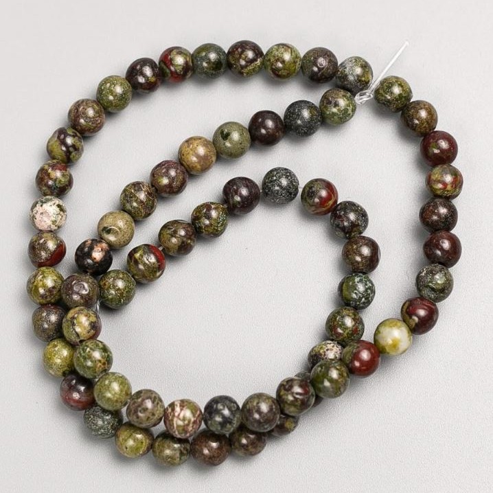 Dragon Blood Jasper Natural Stone Beads on Thread, Smooth Round, Diameter 6(+-)mm, Strand Length 38+-cm