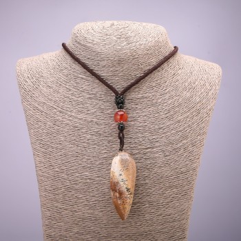 Landscape Jasper Natural Stone Pendant 20x50mm (+-) on Cord, Length 70cm