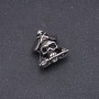 Bead Charm Findings, Steel-finish Pandora-style Pirate Skull 17x22mm, Inner Diameter 8mm, Silver-tone Metal