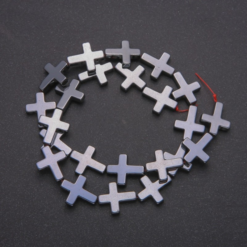 Hematite Beads Strand, Cross Shape, Diameter 14x17(+/-)mm, Length 38cm
