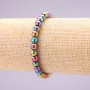 Hematite Bracelet with Petrol-Tone Coating on Elastic, Smooth Ball 6mm, Length 18cm