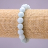 Natural Aquamarine Stone Bracelet, Smooth Round, Diameter 10(+/-)mm on Elastic, Length 18cm